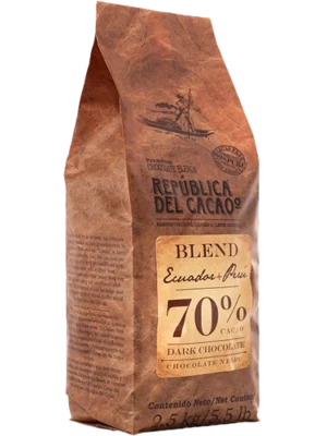 Chocolate Negro Ecuador + Perú 70% de 2.5 KG